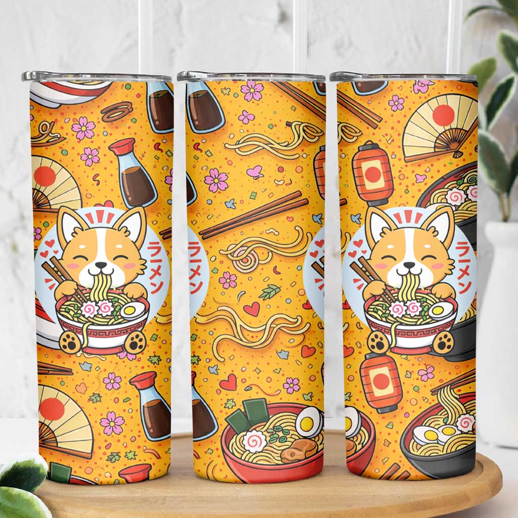 Kawaii Ramen Cute Anime Dog Corgi Skinny Tumbler Japanese Noodles