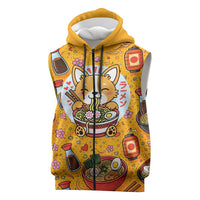 Kawaii Ramen Cute Anime Dog Corgi Sleeveless Zip Hoodie Japanese Noodles