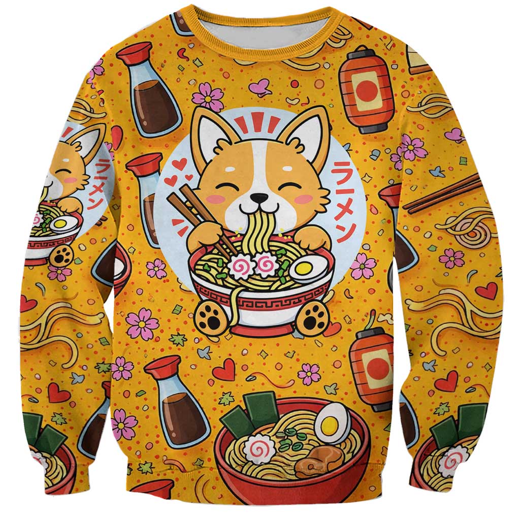 Kawaii Ramen Cute Anime Dog Corgi Sweatshirt Japanese Noodles
