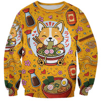 Kawaii Ramen Cute Anime Dog Corgi Sweatshirt Japanese Noodles