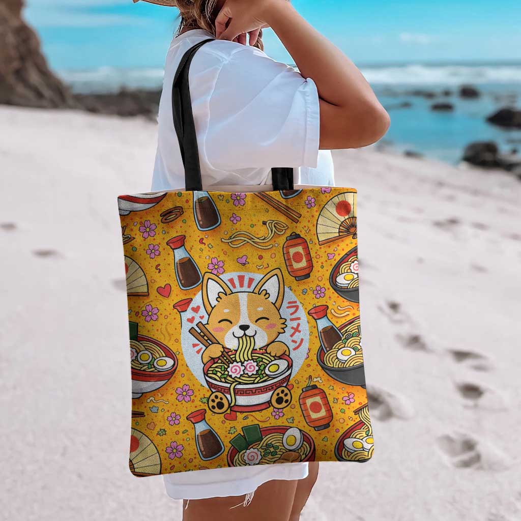 Kawaii Ramen Cute Anime Dog Corgi Tote Bag Japanese Noodles