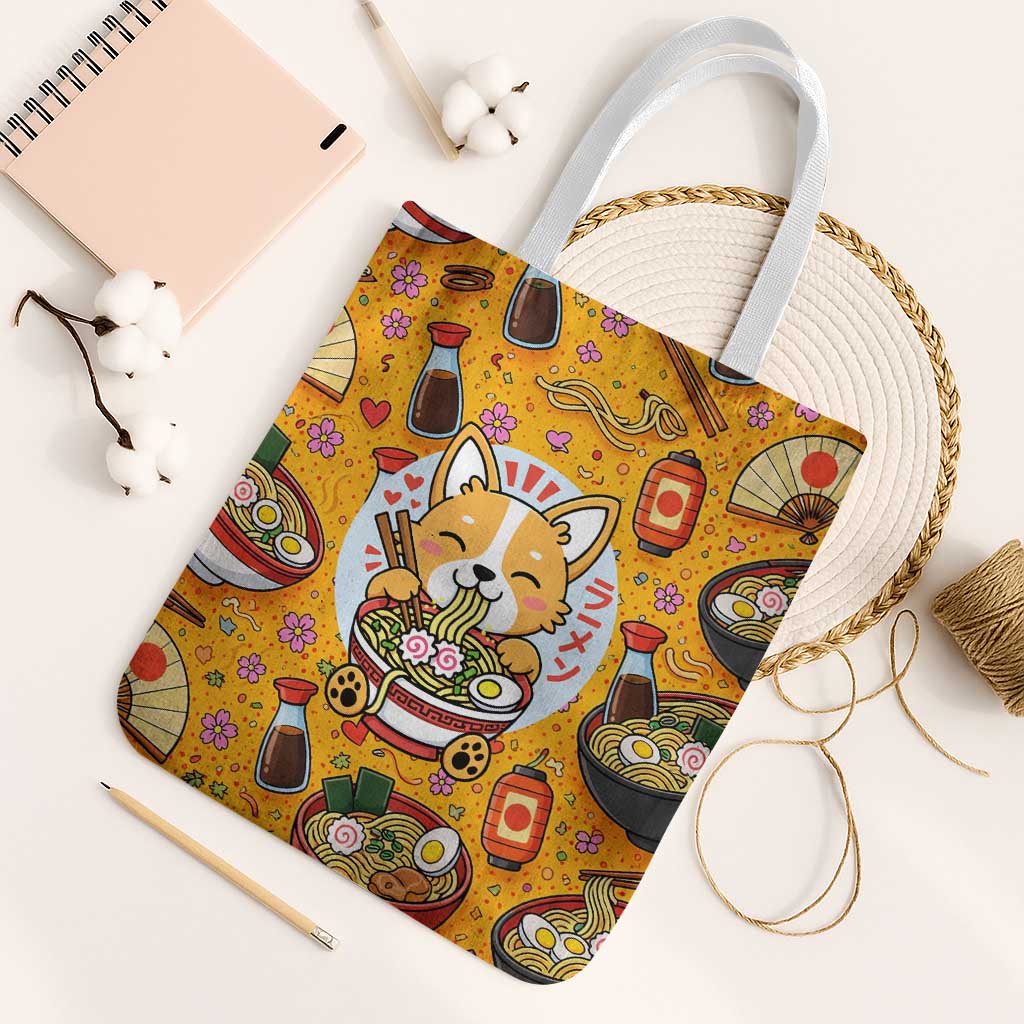 Kawaii Ramen Cute Anime Dog Corgi Tote Bag Japanese Noodles