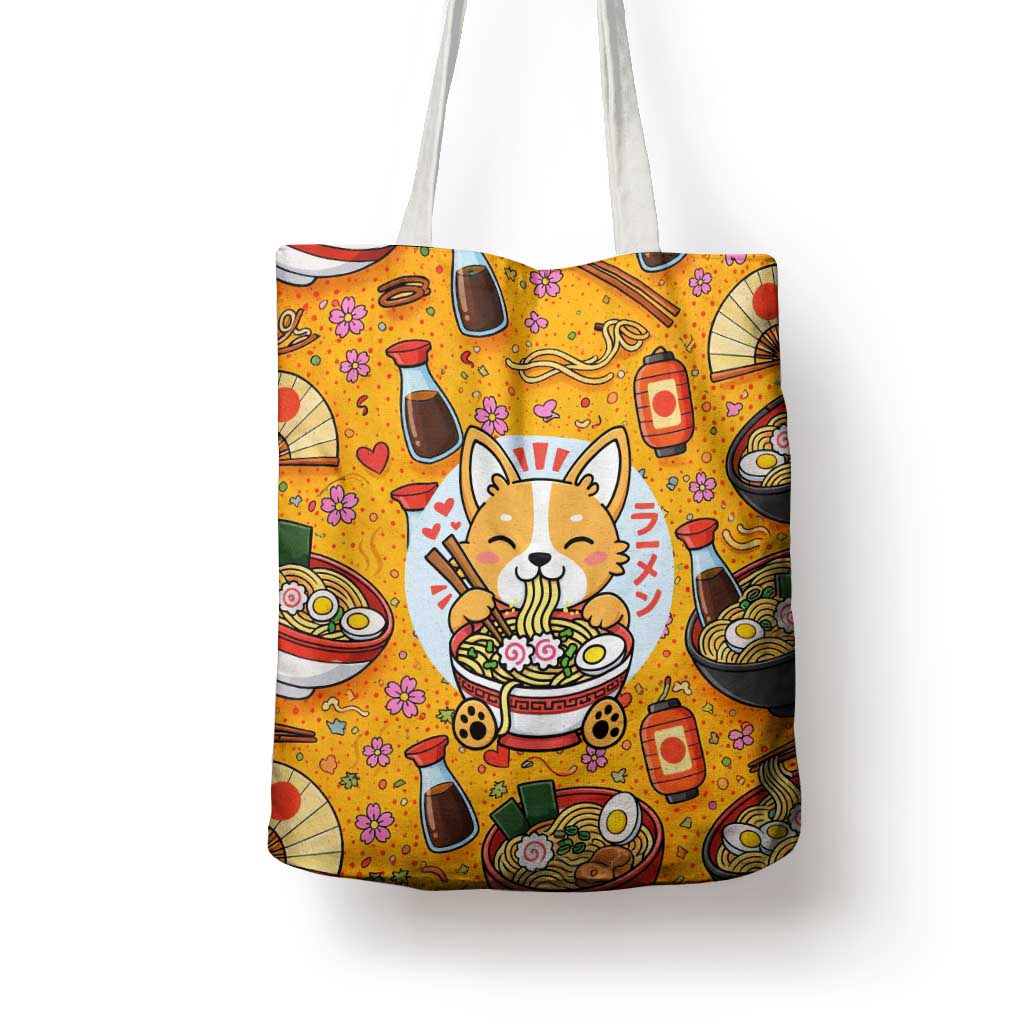 Kawaii Ramen Cute Anime Dog Corgi Tote Bag Japanese Noodles