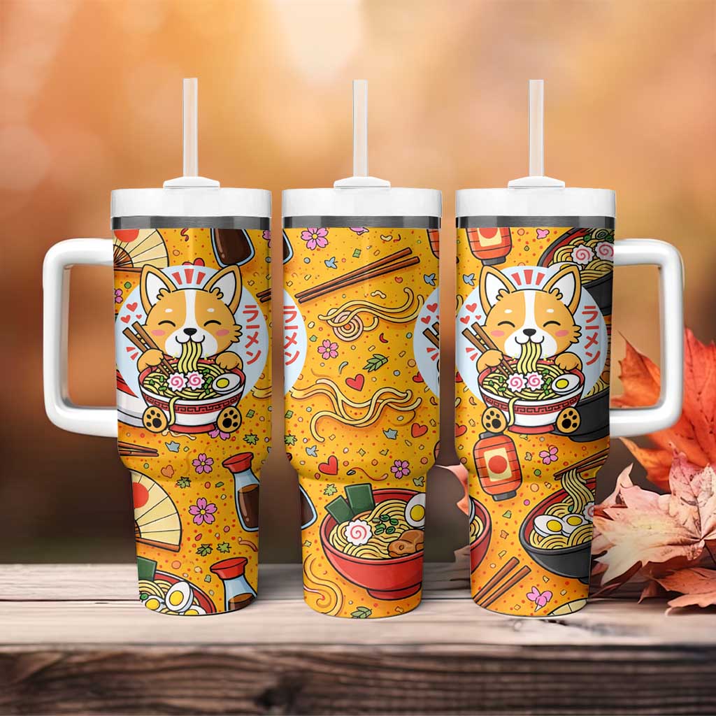 Kawaii Ramen Cute Anime Dog Corgi Tumbler With Handle Japanese Noodles