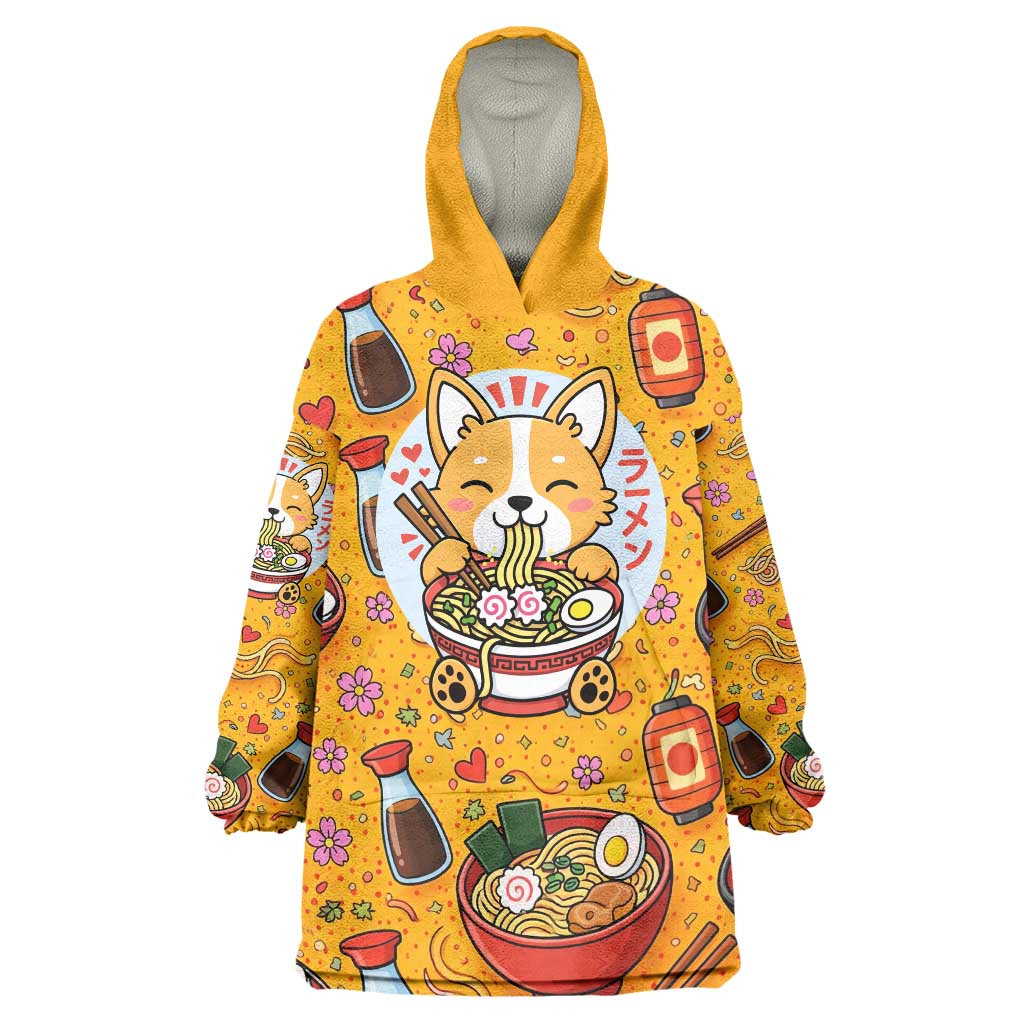 Kawaii Ramen Cute Anime Dog Corgi Wearable Blanket Hoodie Japanese Noodles