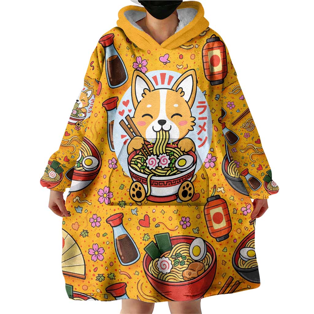 Kawaii Ramen Cute Anime Dog Corgi Wearable Blanket Hoodie Japanese Noodles