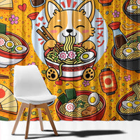 Kawaii Ramen Cute Anime Dog Corgi Window Curtain Japanese Noodles