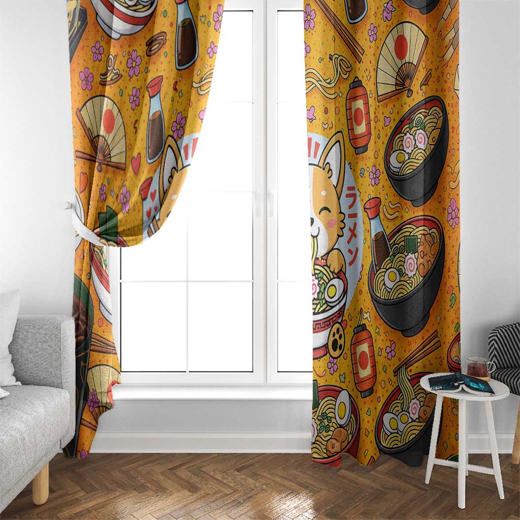Kawaii Ramen Cute Anime Dog Corgi Window Curtain Japanese Noodles
