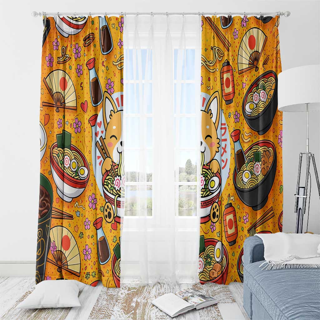 Kawaii Ramen Cute Anime Dog Corgi Window Curtain Japanese Noodles