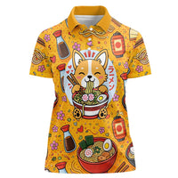 Kawaii Ramen Cute Anime Dog Corgi Women Polo Shirt Japanese Noodles
