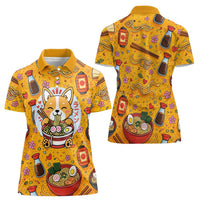 Kawaii Ramen Cute Anime Dog Corgi Women Polo Shirt Japanese Noodles