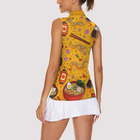 Kawaii Ramen Cute Anime Dog Corgi Women Sleeveless Polo Shirt Japanese Noodles