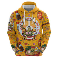 Kawaii Ramen Cute Anime Dog Corgi Zip Hoodie Japanese Noodles