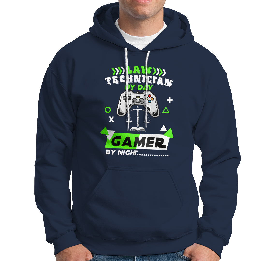 Navy pullover hoodie with drawstring hood and front kangaroo pocket, gamer graphic