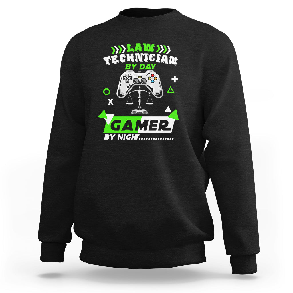 Law Technician Sweatshirt By Day Gamer By Night - Wonder Print Shop