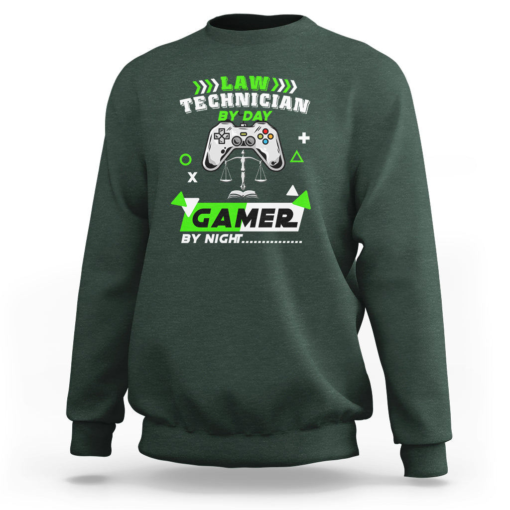 Law Technician Sweatshirt By Day Gamer By Night - Wonder Print Shop
