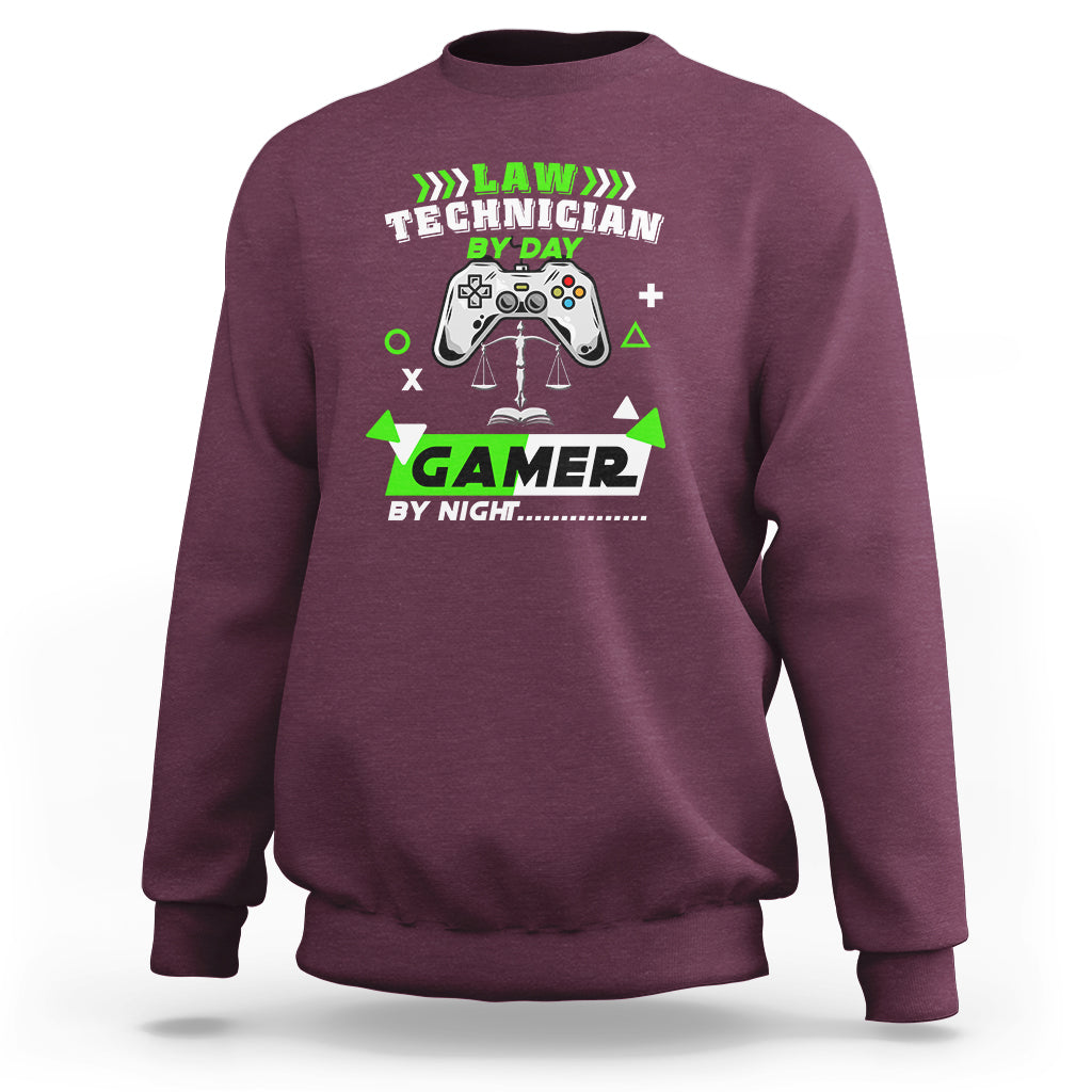 Law Technician Sweatshirt By Day Gamer By Night - Wonder Print Shop