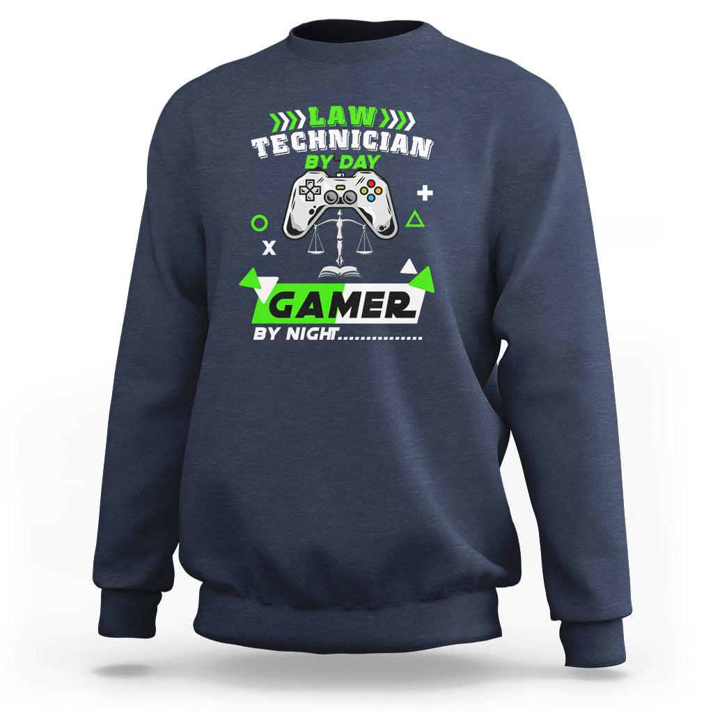 Law Technician Sweatshirt By Day Gamer By Night - Wonder Print Shop