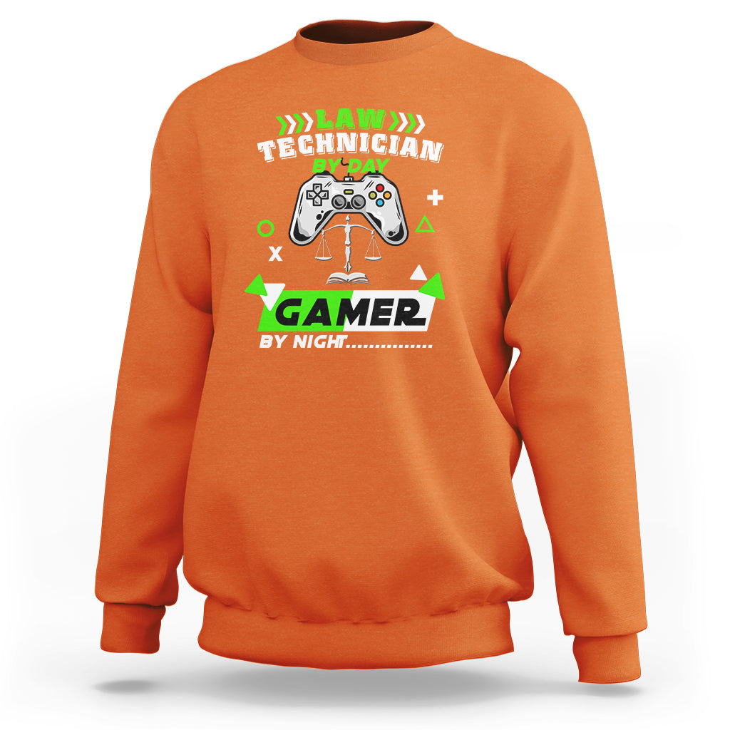 Law Technician Sweatshirt By Day Gamer By Night - Wonder Print Shop