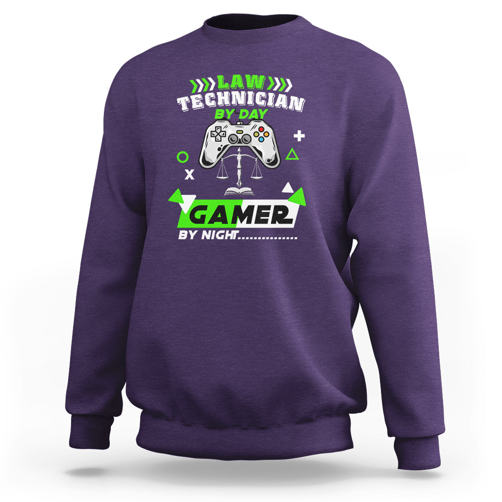Law Technician Sweatshirt By Day Gamer By Night - Wonder Print Shop