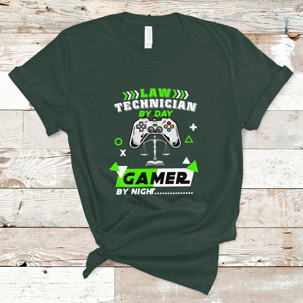 Law Technician T Shirt By Day Gamer By Night - Wonder Print Shop