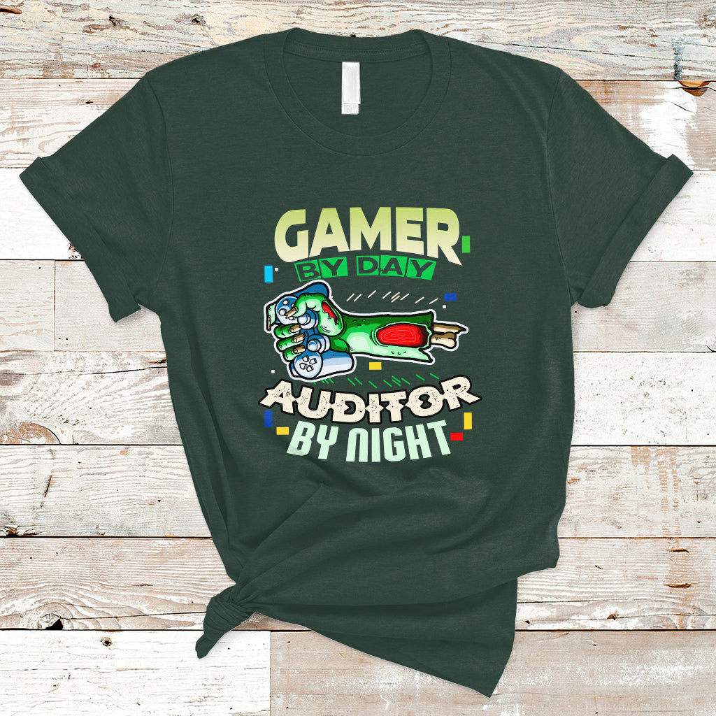 Night Auditor T Shirt Gamer By Day, Auditor By Night - Wonder Print Shop