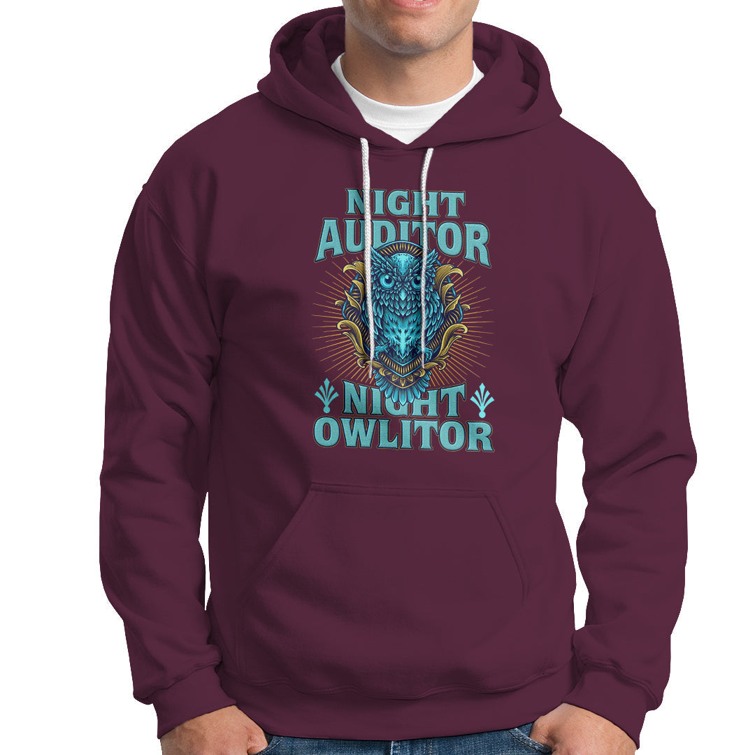 Night Auditor Hoodie Night Owlitor - Wonder Print Shop