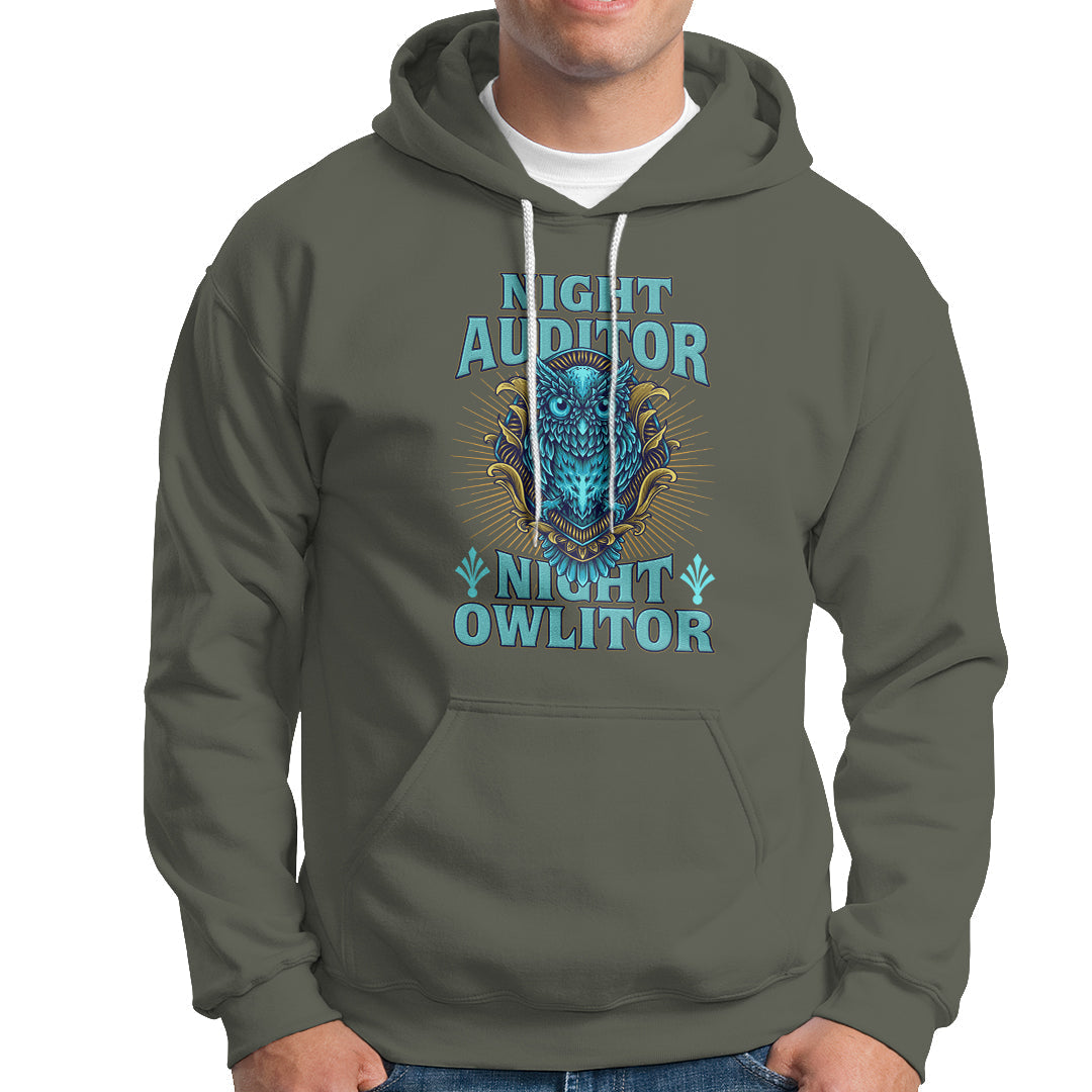 Night Auditor Hoodie Night Owlitor - Wonder Print Shop