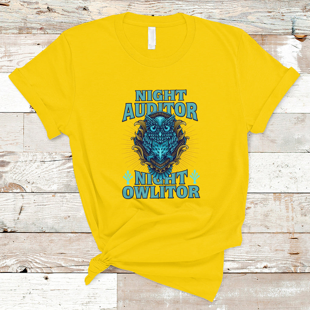 Night Auditor T Shirt Night Owlitor - Wonder Print Shop