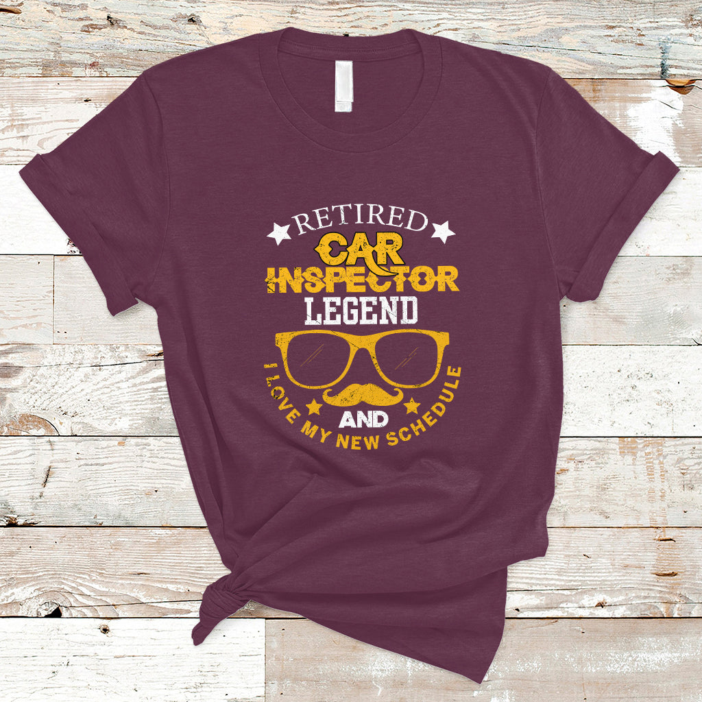 Retired Car Inspector T Shirt Legend And I Love My New Schedule - Wonder Print Shop