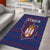 Serbia Area Rug with National Map and Coat of Arms Design in Blue Red Pattern