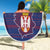 Serbia Beach Blanket with National Map and Coat of Arms Design in Blue Red Pattern