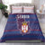 Serbia Bedding Set with National Map and Coat of Arms Design in Blue Red Pattern