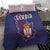 Serbia Bedding Set with National Map and Coat of Arms Design in Blue Red Pattern