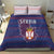 Serbia Bedding Set with National Map and Coat of Arms Design in Blue Red Pattern
