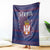 Serbia Blanket with National Map and Coat of Arms Design in Blue Red Pattern