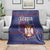 Serbia Blanket with National Map and Coat of Arms Design in Blue Red Pattern