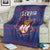 Serbia Blanket with National Map and Coat of Arms Design in Blue Red Pattern