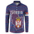 Serbia Button Sweatshirt with National Map and Coat of Arms Design in Blue Red Pattern