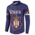 Serbia Button Sweatshirt with National Map and Coat of Arms Design in Blue Red Pattern