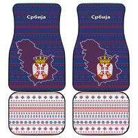 Serbia Car Mats with National Map and Coat of Arms Design in Blue Red Pattern