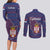 Serbia Couples Matching Long Sleeve Bodycon Dress and Long Sleeve Button Shirt with National Map and Coat of Arms Design in Blue Red Pattern