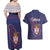 Serbia Couples Matching Off Shoulder Maxi Dress and Hawaiian Shirt with National Map and Coat of Arms Design in Blue Red Pattern