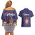 Serbia Couples Matching Off Shoulder Short Dress and Hawaiian Shirt with National Map and Coat of Arms Design in Blue Red Pattern