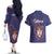 Serbia Couples Matching Off The Shoulder Long Sleeve Dress and Hawaiian Shirt with National Map and Coat of Arms Design in Blue Red Pattern