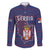 Serbia Family Matching Long Sleeve Bodycon Dress and Hawaiian Shirt with National Map and Coat of Arms Design in Blue Red Pattern