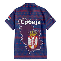 Serbia Family Matching Mermaid Dress and Hawaiian Shirt with National Map and Coat of Arms Design in Blue Red Pattern