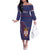 Serbia Family Matching Off The Shoulder Long Sleeve Dress and Hawaiian Shirt with National Map and Coat of Arms Design in Blue Red Pattern