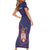 Serbia Family Matching Short Sleeve Bodycon Dress and Hawaiian Shirt with National Map and Coat of Arms Design in Blue Red Pattern