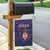 Serbia Garden Flag with National Map and Coat of Arms Design in Blue Red Pattern